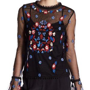 Endless Rose Mesh Embroidered Statement Top